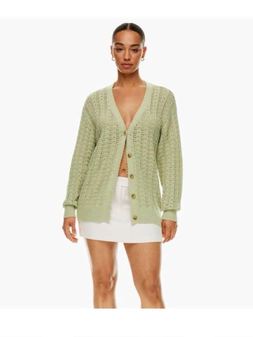 Aritzia Wilfred Sage Green Knit Cardigan